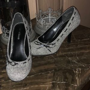 Black tweed heels